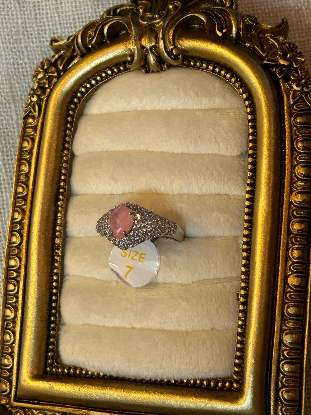 Bomb Party | Rhodium | Lab-Created Rose Quartz | Ring Size 7